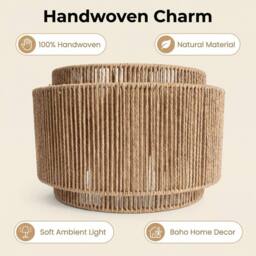 Voltico Double Tier Rattan Lampshade 30cm Natural Woven Pendant Ceiling Shade in Brown - thumbnail 4