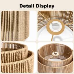 Voltico Double Tier Rattan Lampshade 30cm Natural Woven Pendant Ceiling Shade in Brown - thumbnail 6