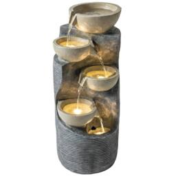 OUTSUNNY 5 Tier Garden Water Feature, Outdoor Water Fountain with LED Lights - thumbnail 2