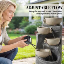 OUTSUNNY 5 Tier Garden Water Feature, Outdoor Water Fountain with LED Lights - thumbnail 4