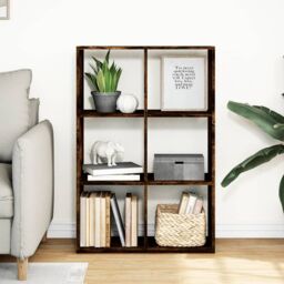 Berkfield Home Room Divider Bookcase Smoked Oak 69.5x29x103.5 cm Engineered Wood in Brown - thumbnail 3