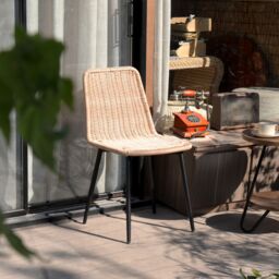Nordlys Set of 4 Chairs with Metal Legs & Rattan in Beige - thumbnail 3