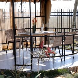 Nordlys Set of 4 Chairs with Metal Legs & Rattan in Beige - thumbnail 6