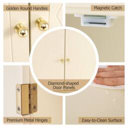 Costway Bathroom Wall Cabinet 2-Door Wall Mounted Medicine Cabinet in Beige - thumbnail 7