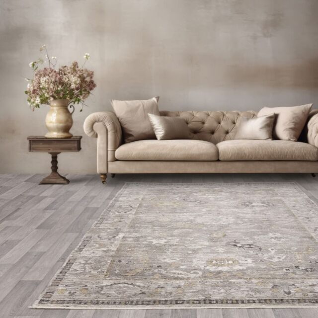 The Rug Shop UK Border Floral Beige Traditional Polyester Easy To Clean Rug - Size: 200 cm x 300 cm - image 1