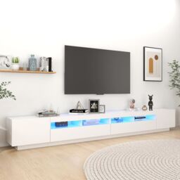 Berkfield Home TV Cabinet with LED Lights White 300x35x40 cm - Size: 300 x 35 x 40 cm - thumbnail 1