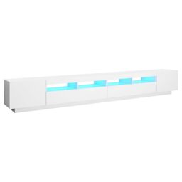 Berkfield Home TV Cabinet with LED Lights White 300x35x40 cm - Size: 300 x 35 x 40 cm - thumbnail 2