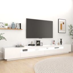 Berkfield Home TV Cabinet with LED Lights White 300x35x40 cm - Size: 300 x 35 x 40 cm - thumbnail 3