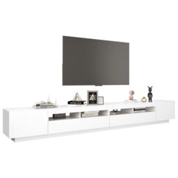 Berkfield Home TV Cabinet with LED Lights White 300x35x40 cm - Size: 300 x 35 x 40 cm - thumbnail 6