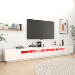 Berkfield Home TV Cabinet with LED Lights White 300x35x40 cm - Size: 300 x 35 x 40 cm - thumbnail 4