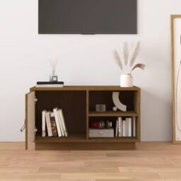 Berkfield Home TV Cabinet Honey Brown 70x34x40 cm Solid Wood Pine - Size: 70 x 34 x 40 cm - thumbnail 3