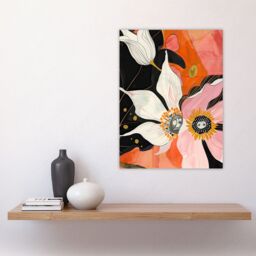 "Artery8 Abstract Pink Orange Flowers Artwork Floral Boho Wall Art Print - Size: W12"" x H16""" - thumbnail 4