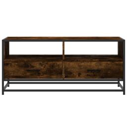 Berkfield Home Coffee Table Smoked Oak 100x50x45 cm Engineered Wood & Metal in Brown - Size: 100 x 50 x 45 cm - thumbnail 5