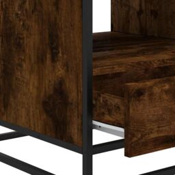 Berkfield Home Coffee Table Smoked Oak 100x50x45 cm Engineered Wood & Metal in Brown - Size: 100 x 50 x 45 cm - thumbnail 9