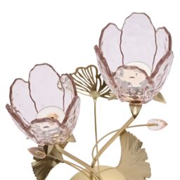 Hestia 2 Stem Candle Holder With Blush Pink Glass On Gold Base - thumbnail 3