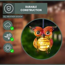 Marco Paul 24cm Multicolour Metal Owl Hanging Pendants Solar Powered - thumbnail 7