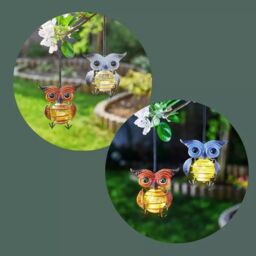 Marco Paul 24cm Multicolour Metal Owl Hanging Pendants Solar Powered - thumbnail 8