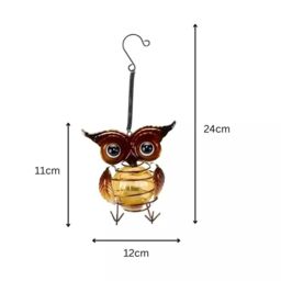 Marco Paul 24cm Multicolour Metal Owl Hanging Pendants Solar Powered - thumbnail 2