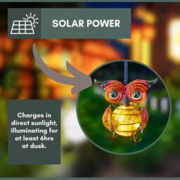 Marco Paul 24cm Multicolour Metal Owl Hanging Pendants Solar Powered - thumbnail 3