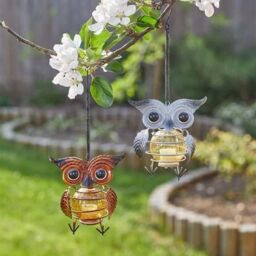 Marco Paul 24cm Multicolour Metal Owl Hanging Pendants Solar Powered - thumbnail 9