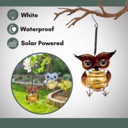 Marco Paul 24cm Multicolour Metal Owl Hanging Pendants Solar Powered - thumbnail 6