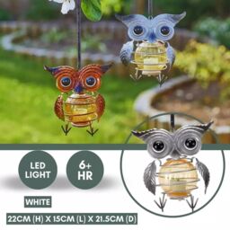 Marco Paul 24cm Multicolour Metal Owl Hanging Pendants Solar Powered - thumbnail 4