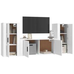Berkfield Home Classic 3 Piece TV Cabinet Set White Engineered Wood - thumbnail 1