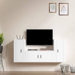 Berkfield Home Classic 3 Piece TV Cabinet Set White Engineered Wood - thumbnail 2