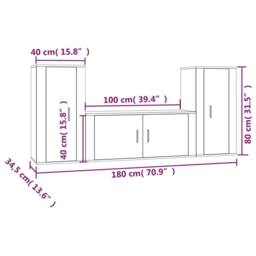 Berkfield Home Classic 3 Piece TV Cabinet Set White Engineered Wood - thumbnail 8