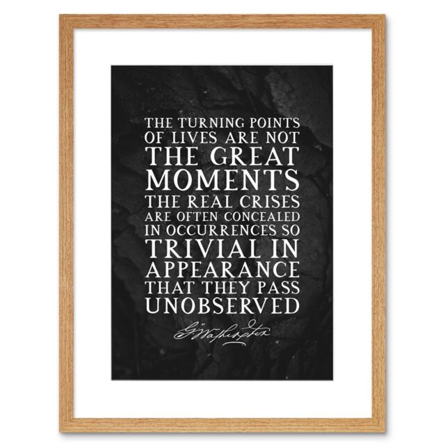 "Artery8 Wall Art Print Slate Quote George Washington Great Moments Artwork Framed 9X7 Inch in Beige - Size: W7"" x H9""" - image 1