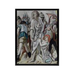 "Artery8 Jesus Christ & the Sinner Max Beckmann Black Framed Canvas Wall Art in Grey - Size: W12"" x H16""" - thumbnail 1