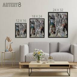"Artery8 Jesus Christ & the Sinner Max Beckmann Black Framed Canvas Wall Art in Grey - Size: W12"" x H16""" - thumbnail 4