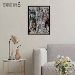 "Artery8 Jesus Christ & the Sinner Max Beckmann Black Framed Canvas Wall Art in Grey - Size: W12"" x H16""" - thumbnail 3