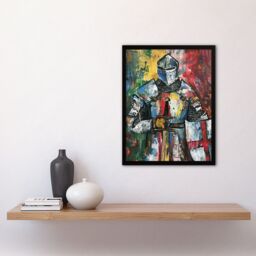 Artery8 Templar Knight Medieval Armor Sword Painting Framed Art Print - Size: A4 - thumbnail 4