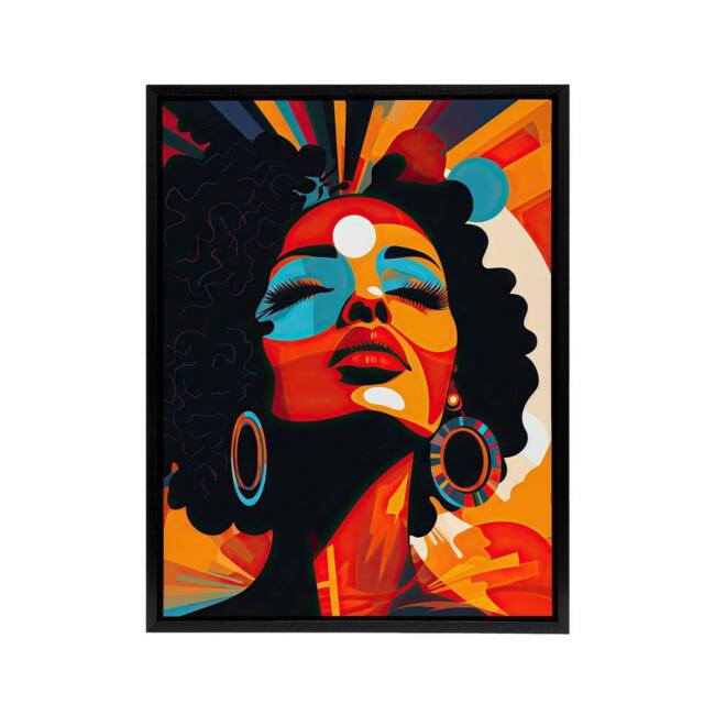 "Artery8 Modern Abstract African Art Colourful Framed Canvas Wall Art Print in Orange - Size: W24"" x H32""" - image 1
