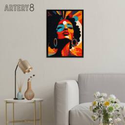 "Artery8 Modern Abstract African Art Colourful Framed Canvas Wall Art Print in Orange - Size: W24"" x H32""" - thumbnail 3