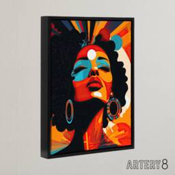 "Artery8 Modern Abstract African Art Colourful Framed Canvas Wall Art Print in Orange - Size: W24"" x H32""" - thumbnail 2