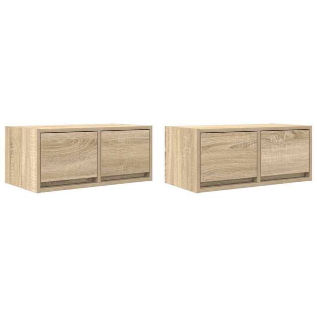 Berkfield Home TV Cabinets 2 pcs Sonoma Oak 60x31x25.5 cm Engineered Wood in Light Brown - image 1