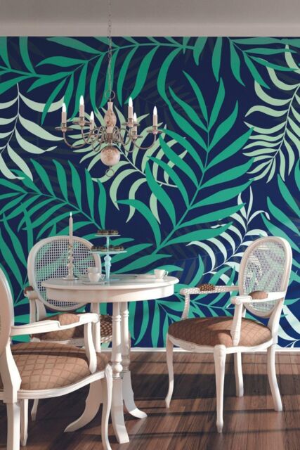 Origin Murals Exotic Jungle Leaves Mural in Green - Size: W350 cm x H280 cm - image 1