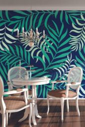 Origin Murals Exotic Jungle Leaves Mural in Green - Size: W350 cm x H280 cm - thumbnail 1
