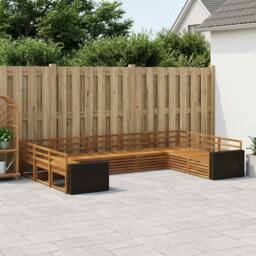 Berkfield Home Outdoor Sofa Set 9 pcs Natural Solid Acacia Wood in Brown
