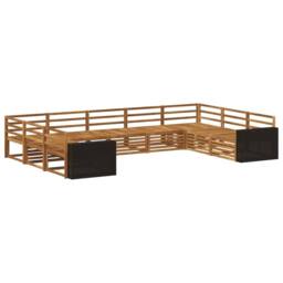 Berkfield Home Outdoor Sofa Set 9 pcs Natural Solid Acacia Wood in Brown - thumbnail 2