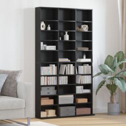 Berkfield Home CD Cabinet Black oak Engineered wood 101 x 23 x 177.5 cm Shelving