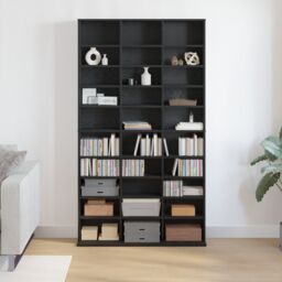 Berkfield Home CD Cabinet Black oak Engineered wood 101 x 23 x 177.5 cm Shelving - thumbnail 4