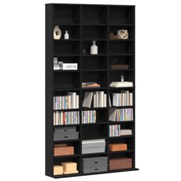 Berkfield Home CD Cabinet Black oak Engineered wood 101 x 23 x 177.5 cm Shelving - thumbnail 3