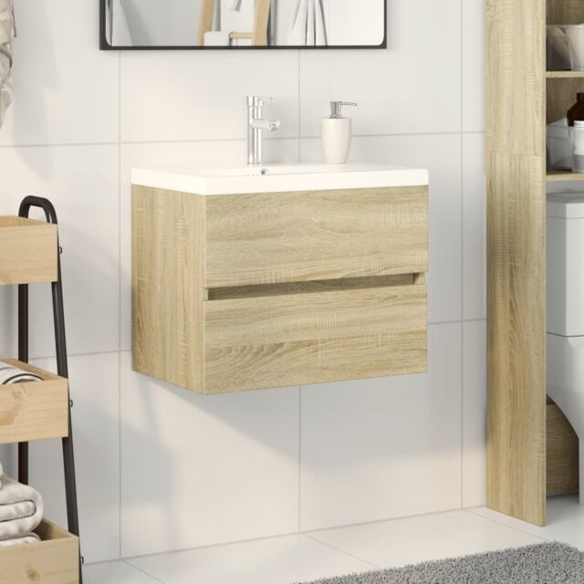 Berkfield Home 2 Piece Bathroom Furniture Set Ceramic & Engineered Wood in Brown - image 1