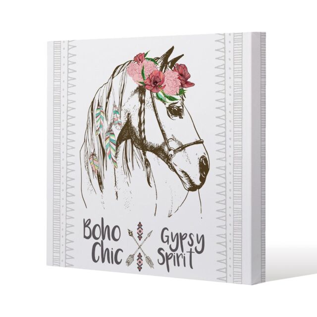 Benjamin Tate Design horse with flower Chic (Canvas Print) / 90 x 90 x 4cm in Natural - Size: 90 x 90 x 4 cm - image 1