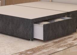 Somnior Chambery 2 Draw Divan Bed Frame with Headboard Tweed Fabric in Charcoal - Size: Double - thumbnail 4