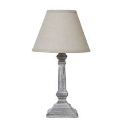 Wyld Haus Collioure White Washed Wooden Pedestal Table Lamp Cream Linen Shade in Grey - Size: 10 inches - thumbnail 3