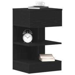 Berkfield Home Bedside Cabinet Black Oak 40x35x65 cm Engineered Wood - Size: 40 x 35 x 65 cm - thumbnail 3